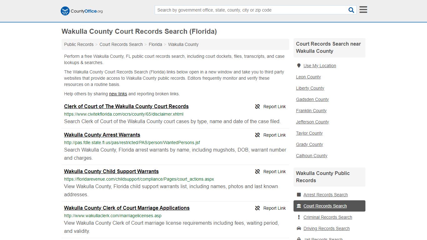 Wakulla County Court Records Search (Florida) - County Office